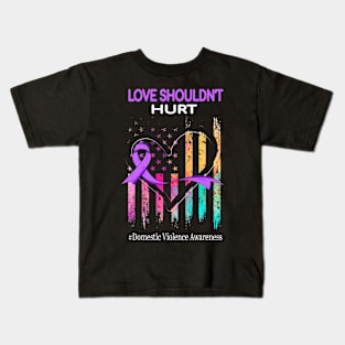 Love Shouldn't Hurt Domestic Violence Awareness Purple Kids T-Shirt